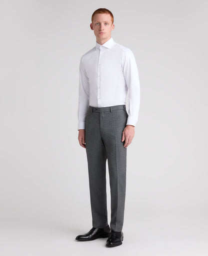 Dark Grey Tapered Fit Herringbone Stretch Suit