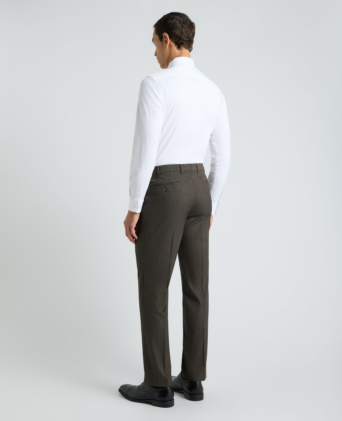 Dark Brown Tapered Fit Herringbone Stretch Suit