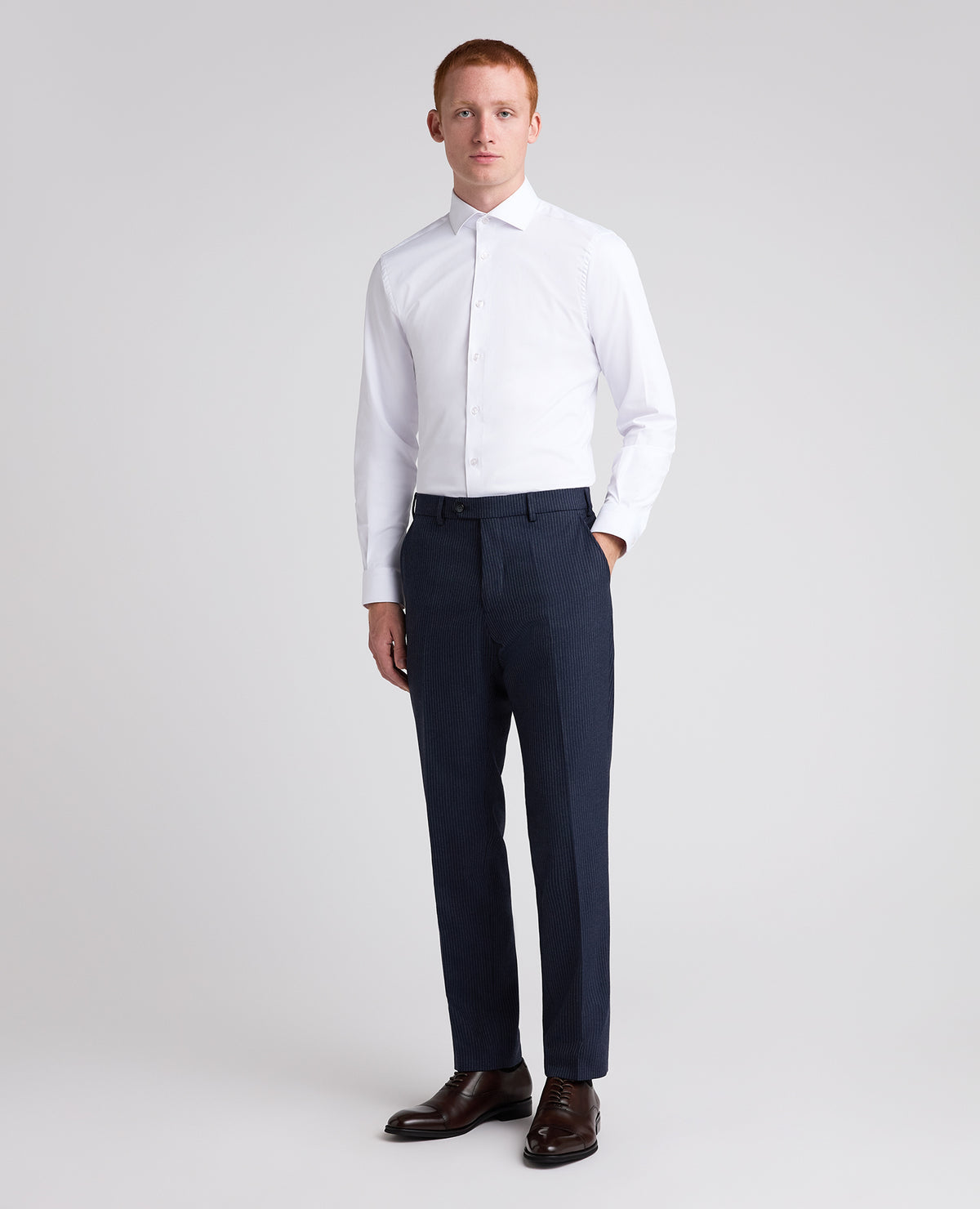 Dark Blue Slim Fit Pinstripe Stretch Suit