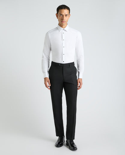 Black Tapered Fit Satin Detail Stretch Dinner Suit
