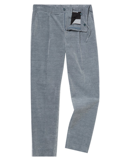 Man wearing a blue Slim Leg Stripe Cotton-Stretch Trousers