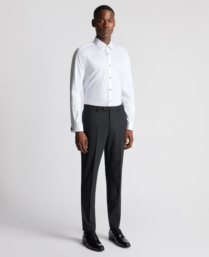 Man wearing a black Slim Fit Wool-Blend Formal Trousers