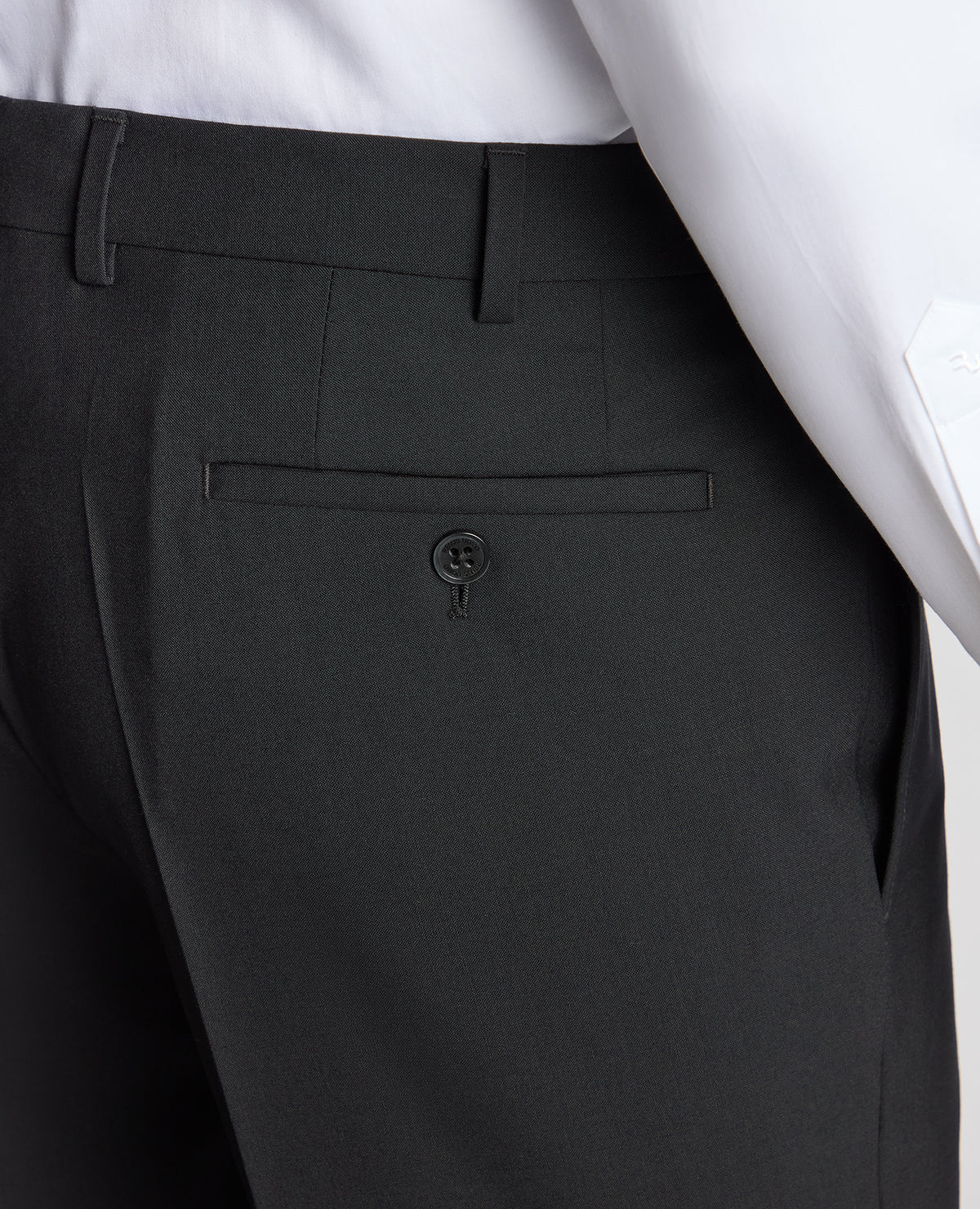 Man wearing a black Slim Fit Wool-Blend Formal Trousers