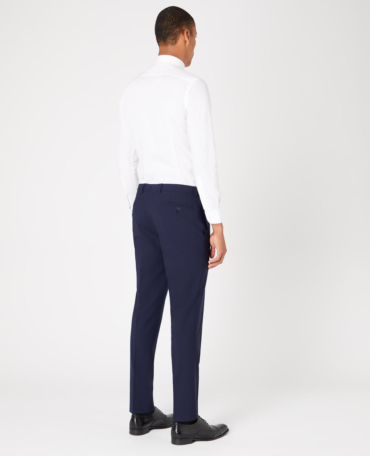 Man wearing a navy Mix and match suit trouser