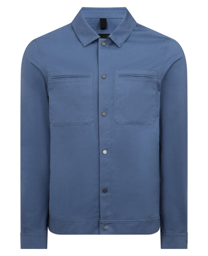 Man wearing a blue Regular Fit Cotton Twill Utility Jacket
