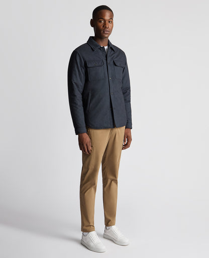 Man wearing a blue Regular Fit Quilted Overshirt