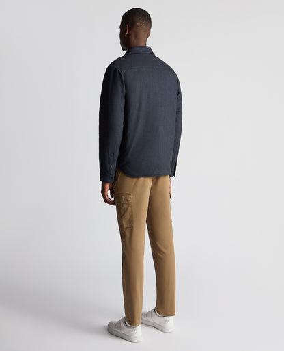 Man wearing a blue Regular Fit Quilted Overshirt