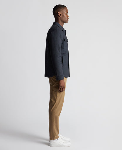 Man wearing a blue Regular Fit Quilted Overshirt