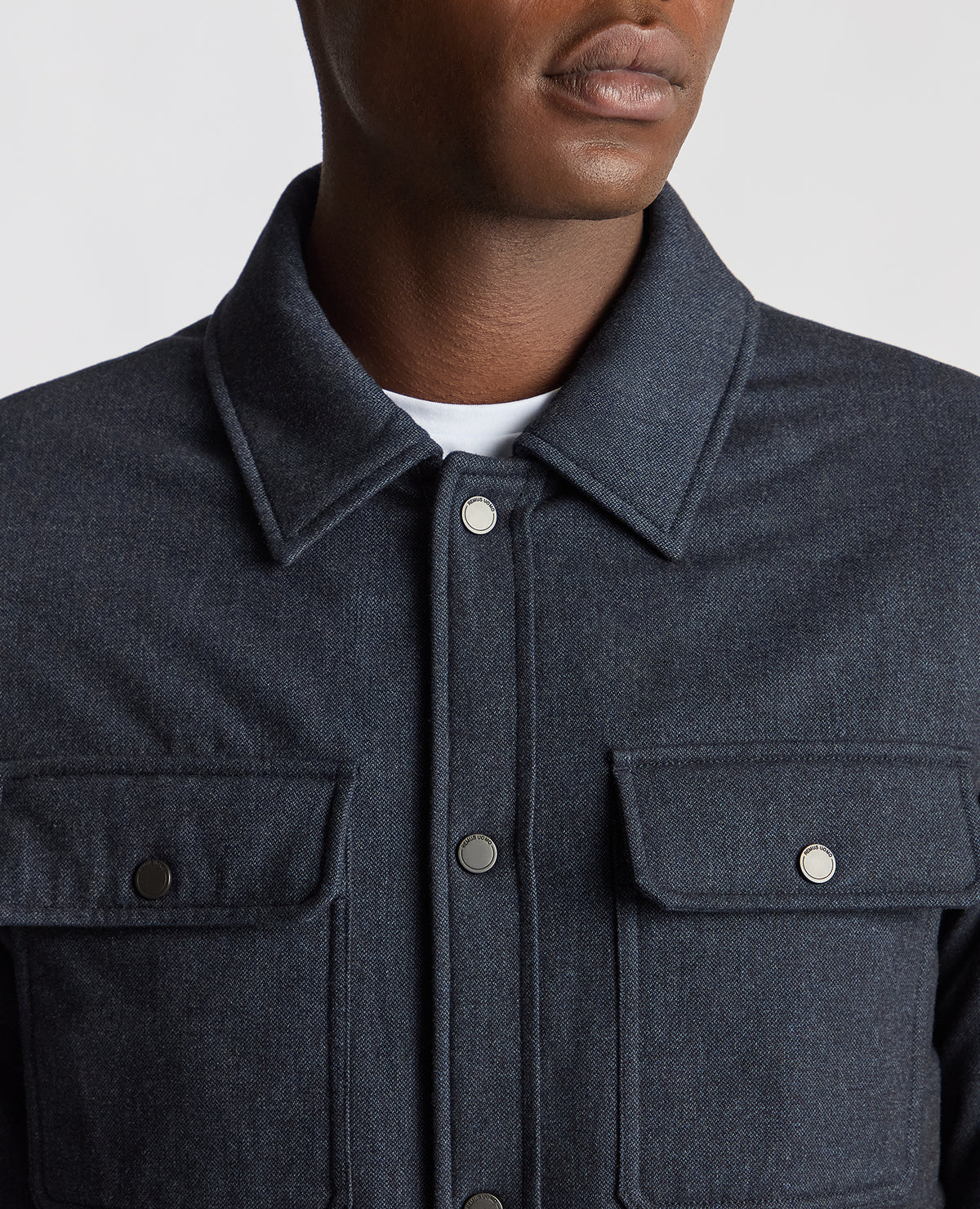 Man wearing a blue Regular Fit Quilted Overshirt