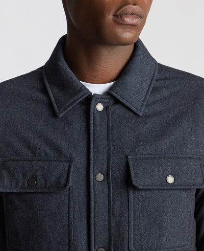 Man wearing a blue Regular Fit Quilted Overshirt