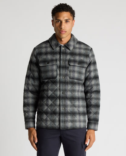 Man wearing a navy Regular Fit Quilted Overshirt