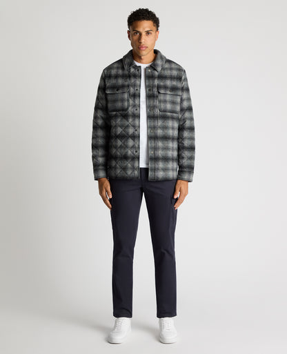 Man wearing a navy Regular Fit Quilted Overshirt