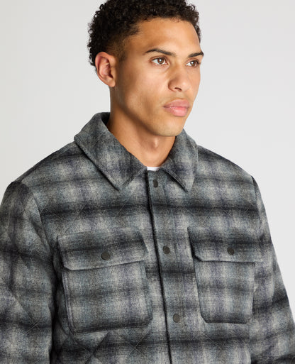 Man wearing a navy Regular Fit Quilted Overshirt