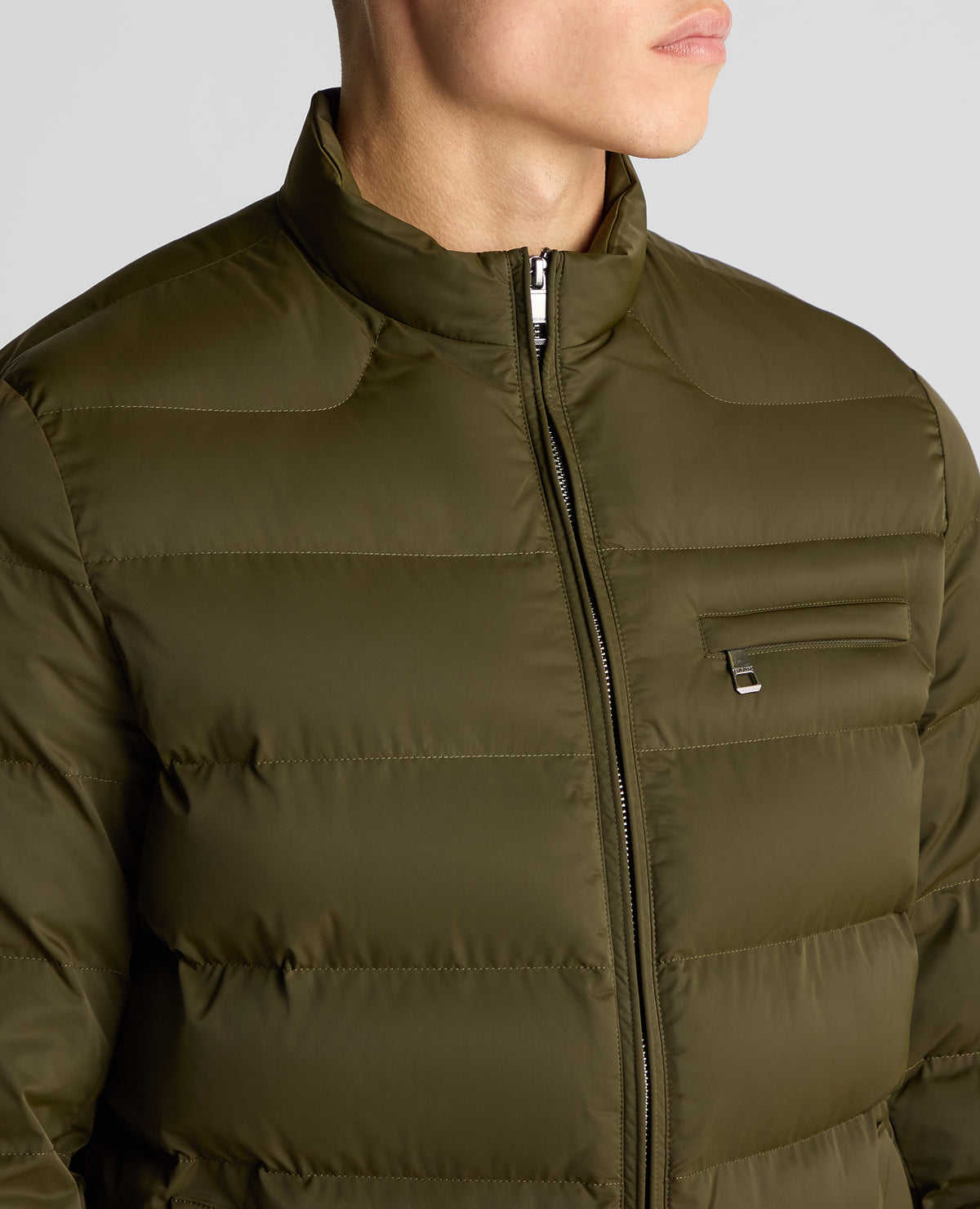 Man wearing a green Regular Fit Quilted Jacket