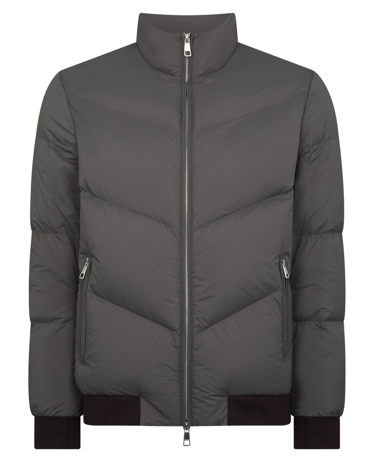 Man wearing a grey Regular Fit Down-Filled Quilted Jacket