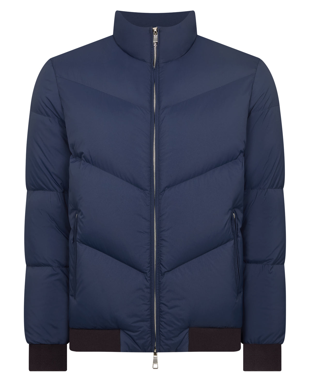 Man wearing a blue Regular Fit Down-Filled Quilted Jacket