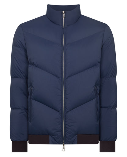 Man wearing a blue Regular Fit Down-Filled Quilted Jacket