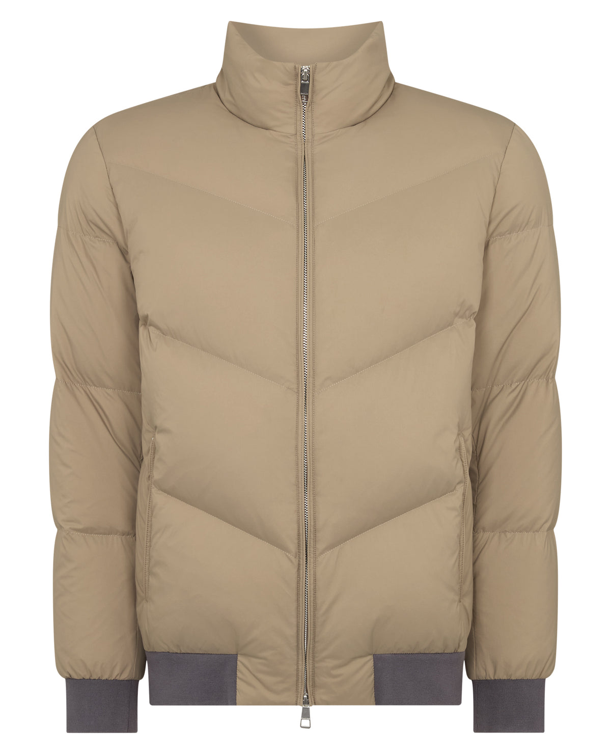 Man wearing a sand Regular Fit Down-Filled Quilted Jacket