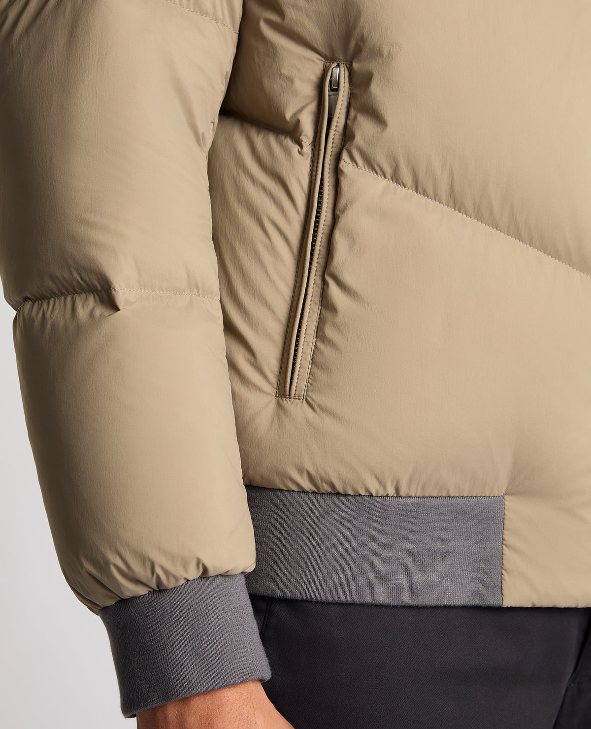 Man wearing a sand Regular Fit Down-Filled Quilted Jacket