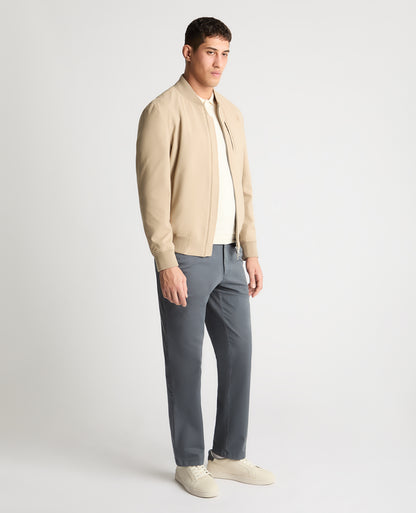 Man wearing a stone jacket
