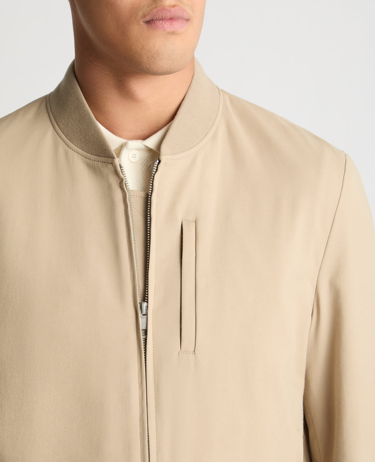 Man wearing a stone jacket