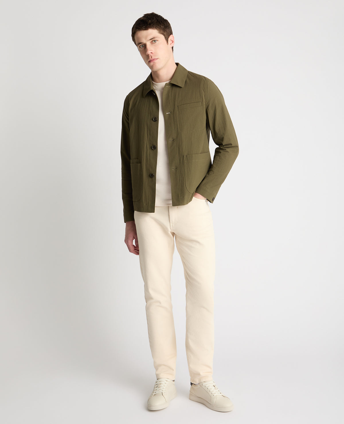 Man wearing a green jacket
