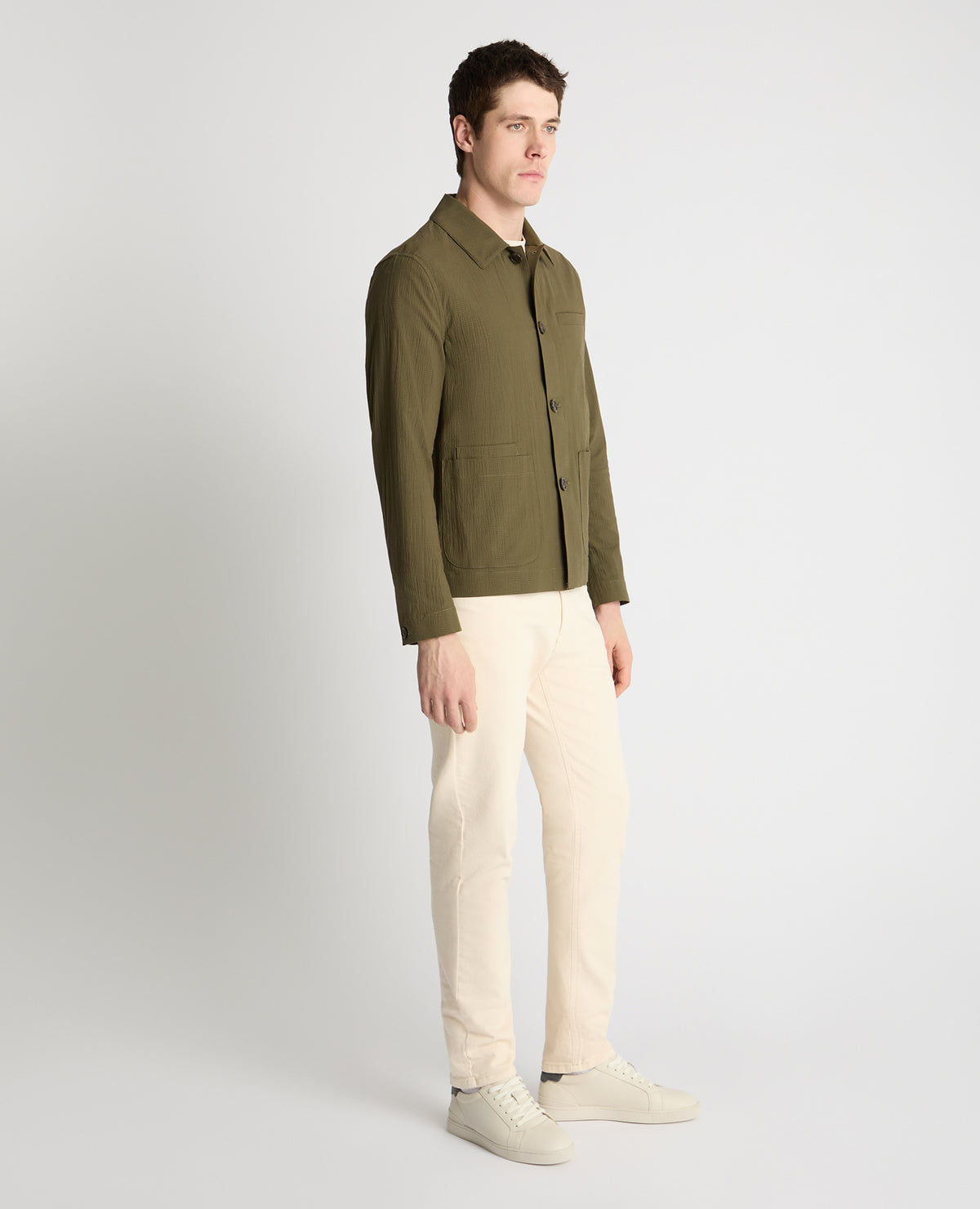 Man wearing a green jacket