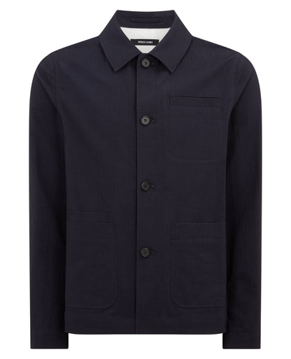 Man wearing a navy Regular Fit Chore Jacket