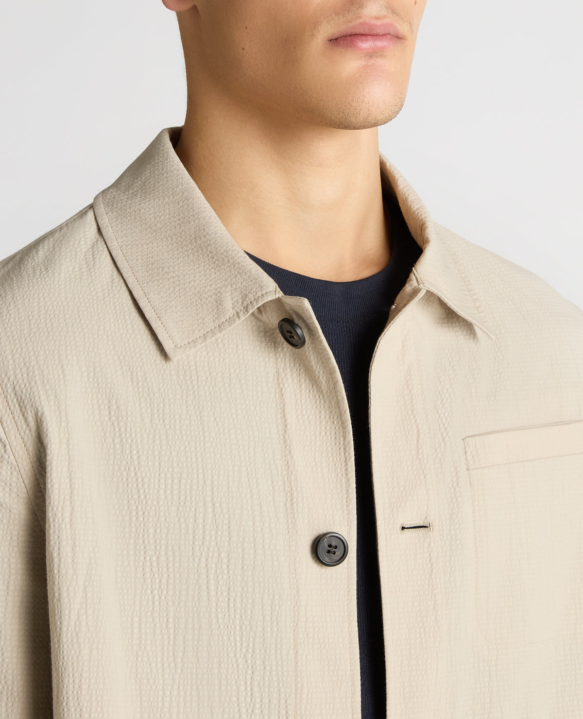 Man wearing a sand Regular Fit Chore Jacket
