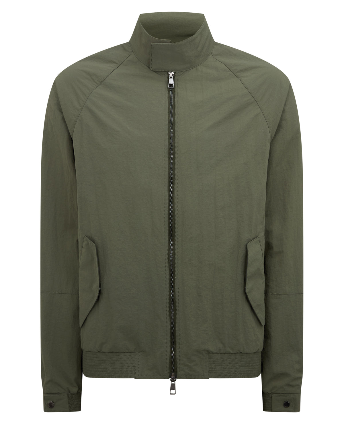 Man wearing a green Regular Fit Showerproof Harrington Jacket