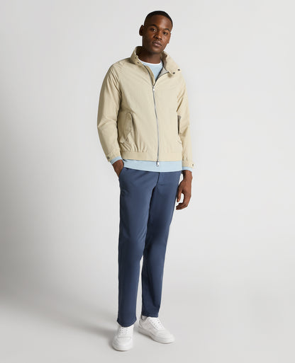Man wearing a sand Regular Fit Showerproof Harrington Jacket