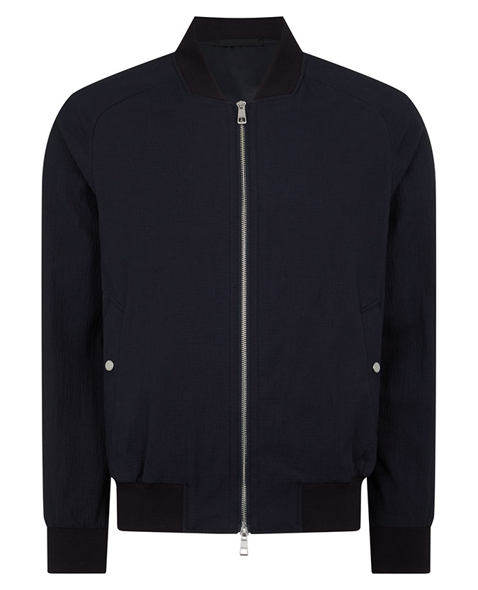 Regular Fit Seersucker Bomber Jacket