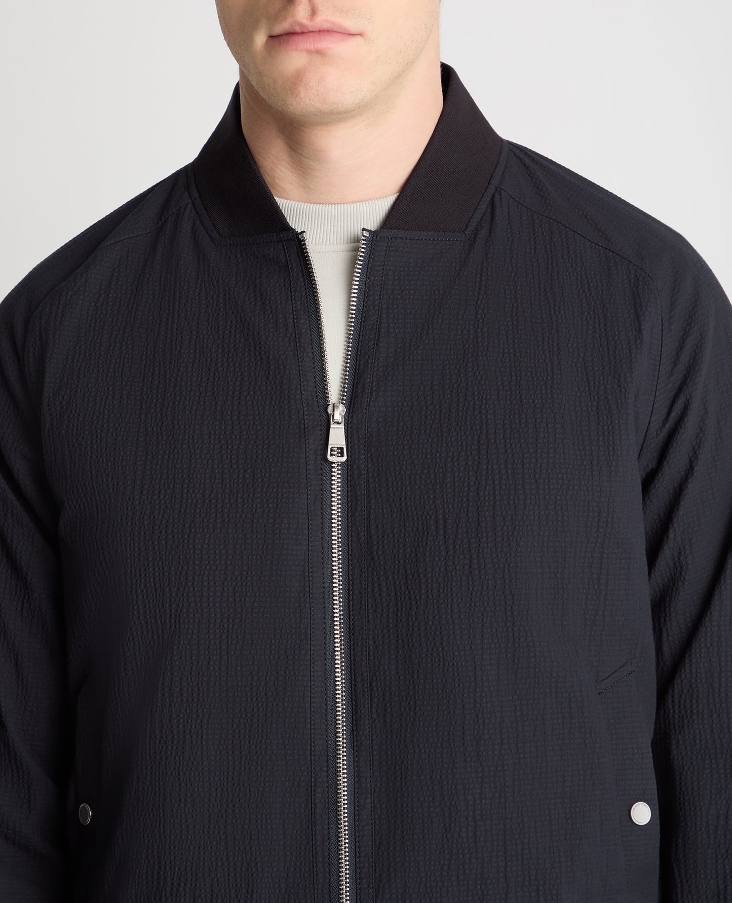 Regular Fit Seersucker Bomber Jacket