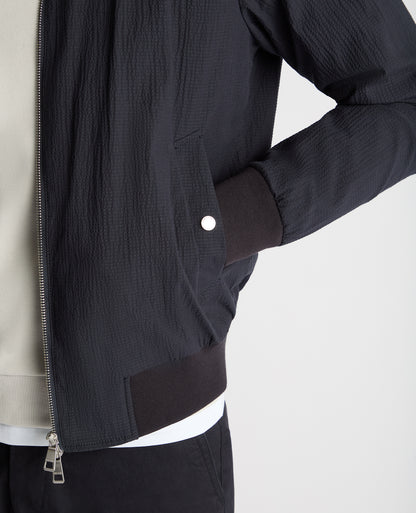 Regular Fit Seersucker Bomber Jacket