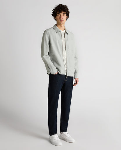 Man wearing a blue Regular Fit Two-Way Zip Shirt Jacket