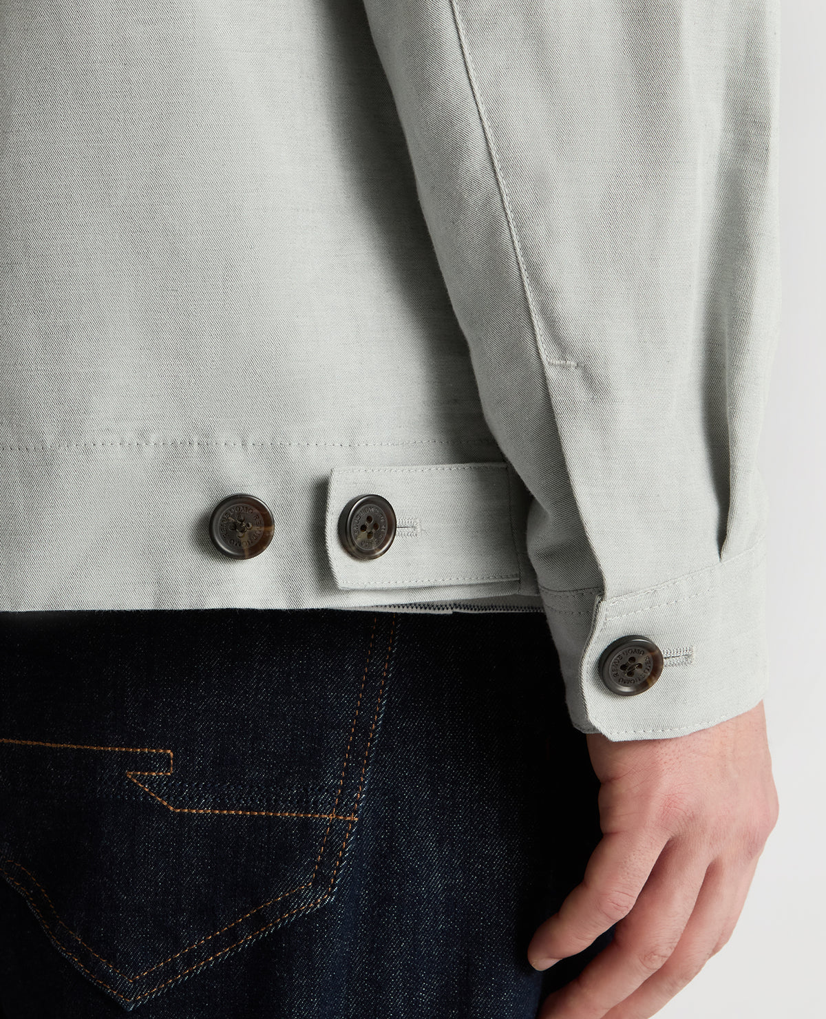 Man wearing a blue Regular Fit Two-Way Zip Shirt Jacket