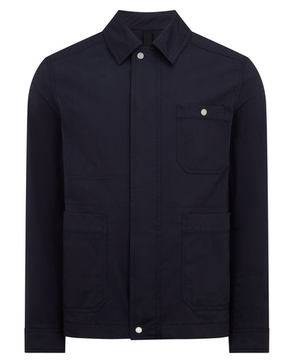 Man wearing a navy Regular Fit Cotton Twill Chore Jacket