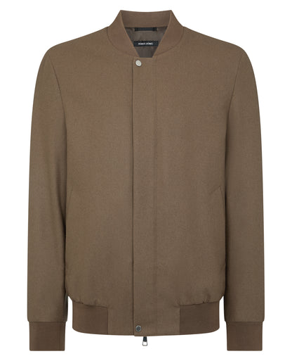 Man wearing a sand Wool-Blend Bomber Jacket
