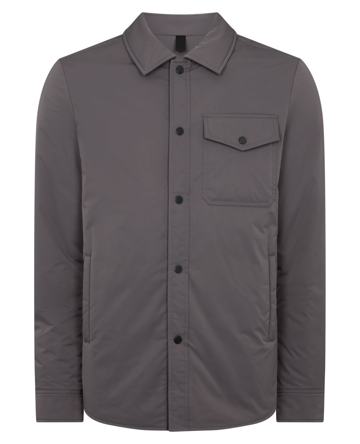 Man wearing a grey Padded Button-Up Jacket
