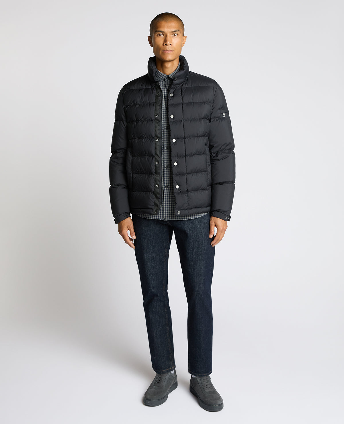 Man wearing a navy Regular Fit Quilted Jacket