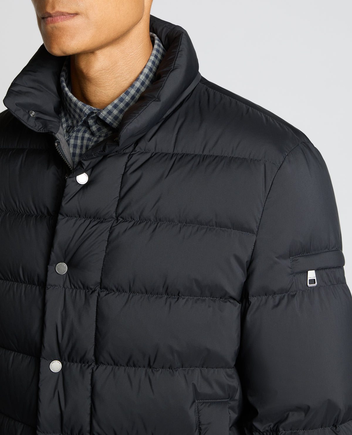 Man wearing a navy Regular Fit Quilted Jacket
