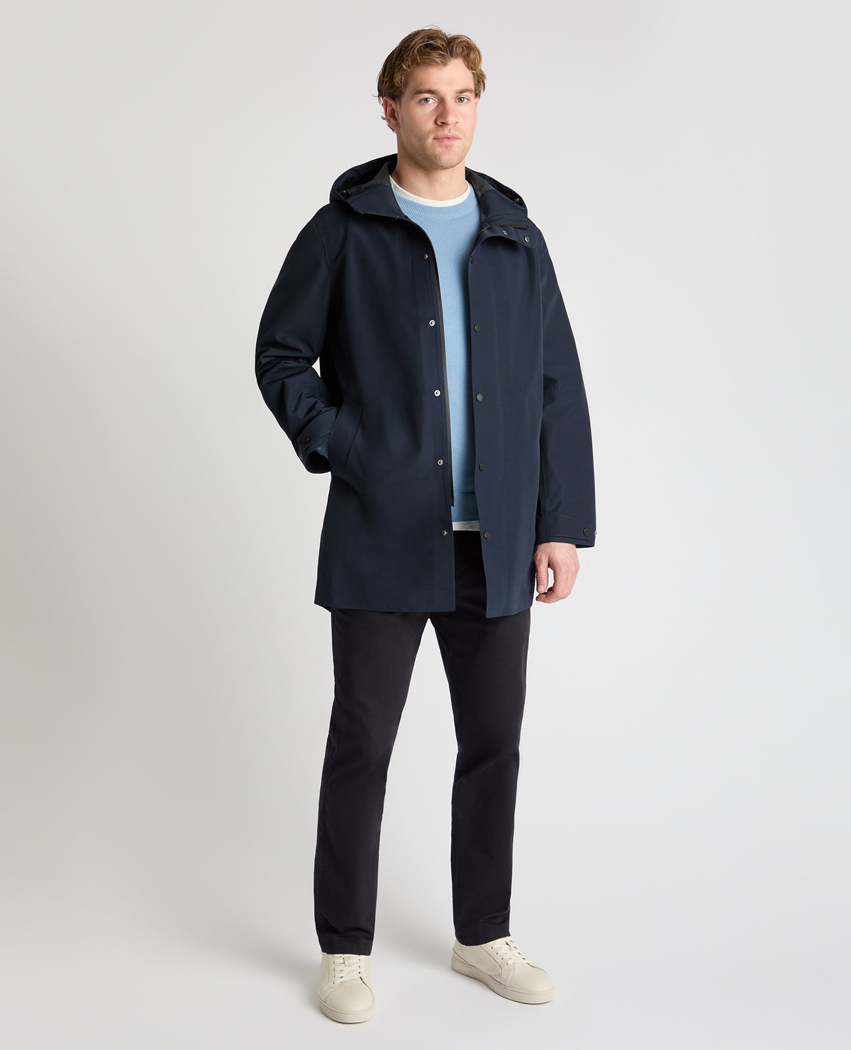 Man wearing a navy jacket