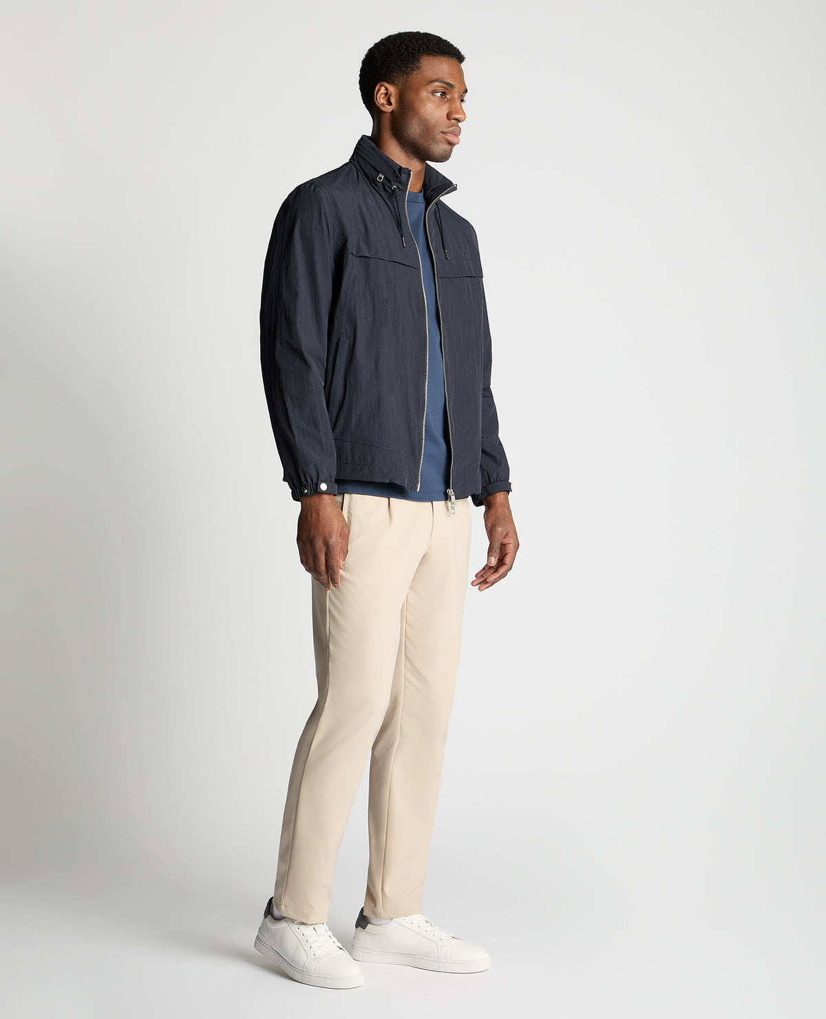 Man wearing a navy jacket