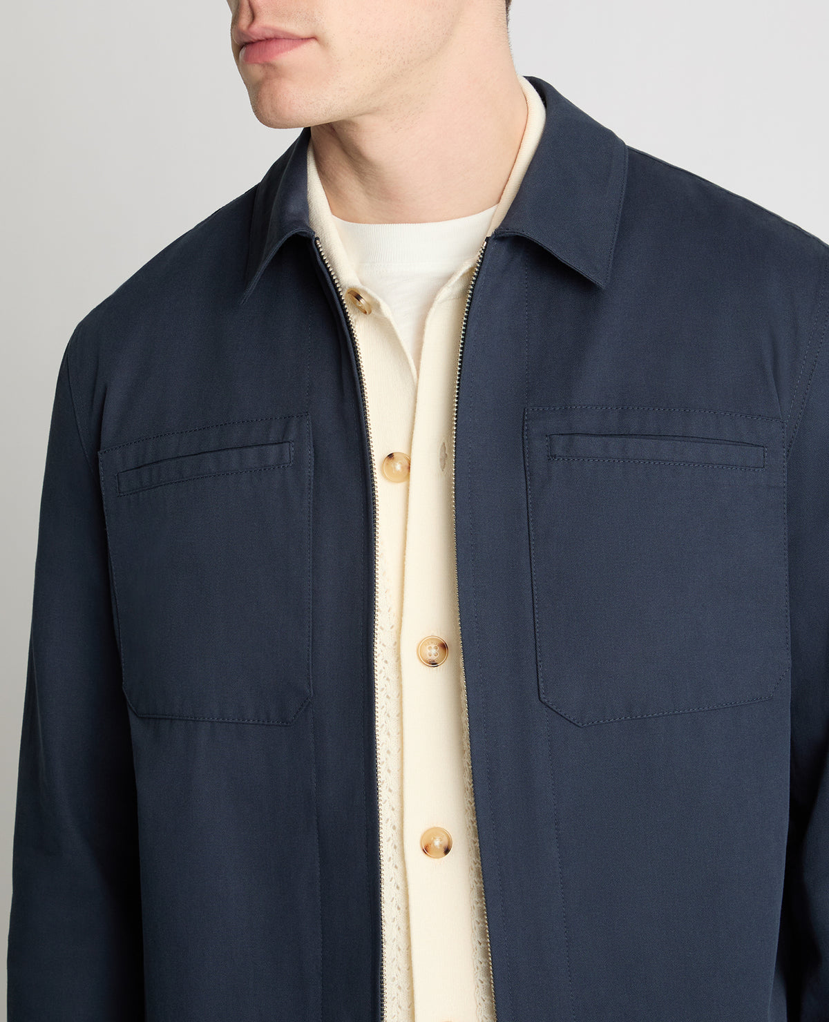 Man wearing a blue jacket