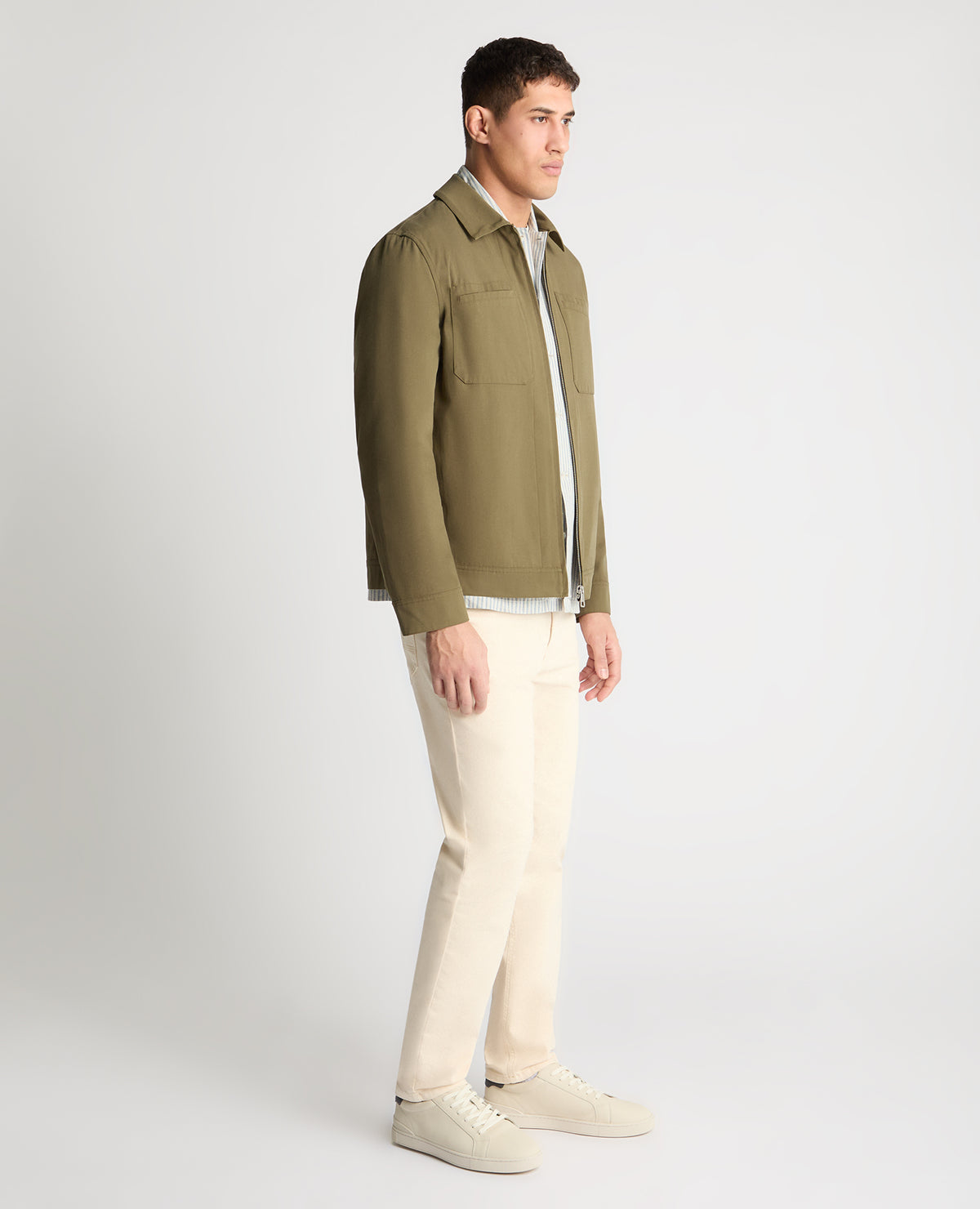 Man wearing a green jacket