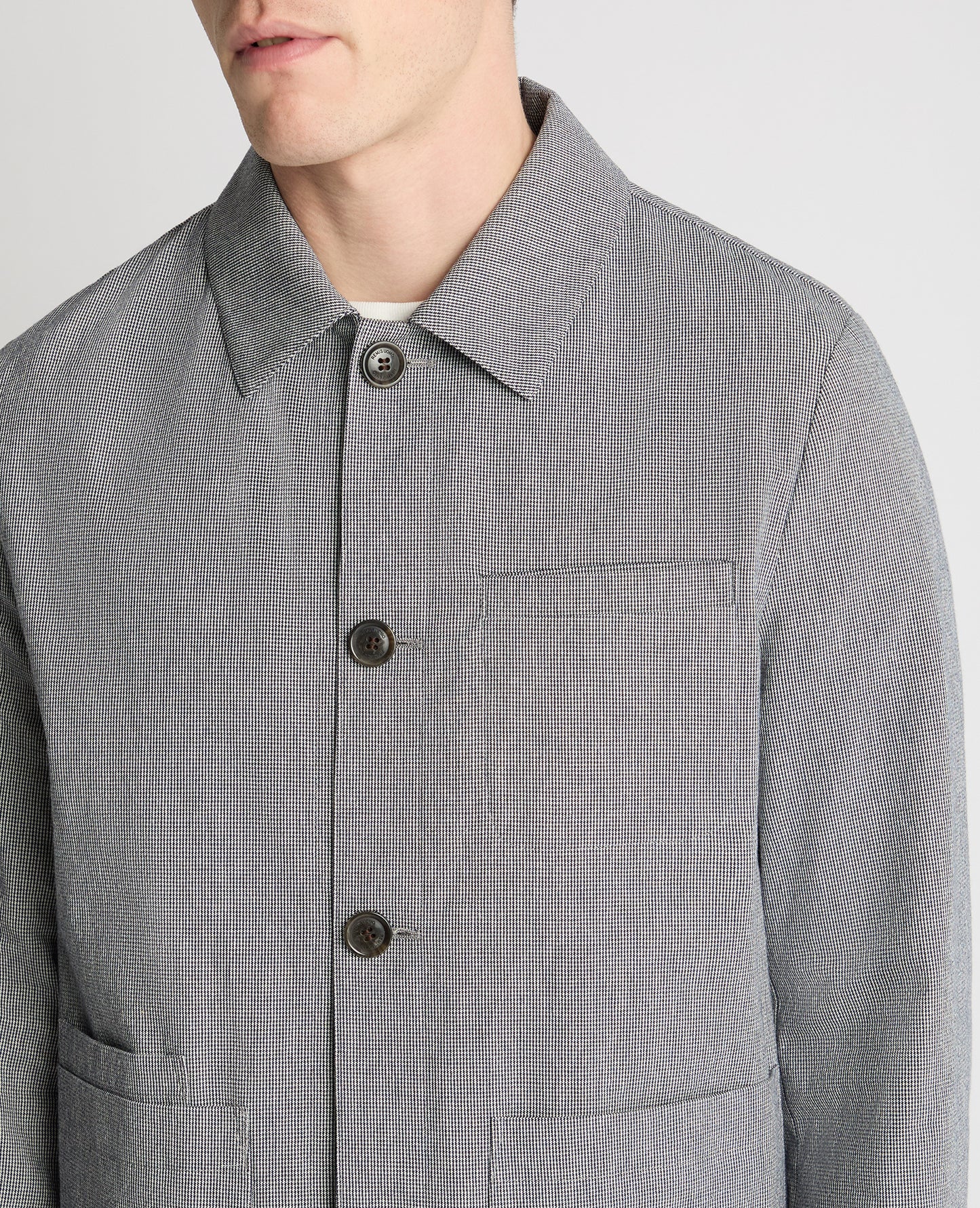 Regular Fit Micro-Houndstooth Chore Jacket