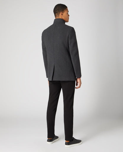 Man wearing a grey Tapered Fit Wool-Rich Overcoat