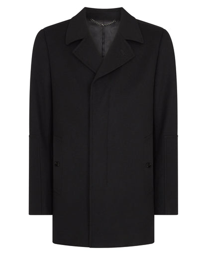 Man wearing a black Tailored Fit Overcoat