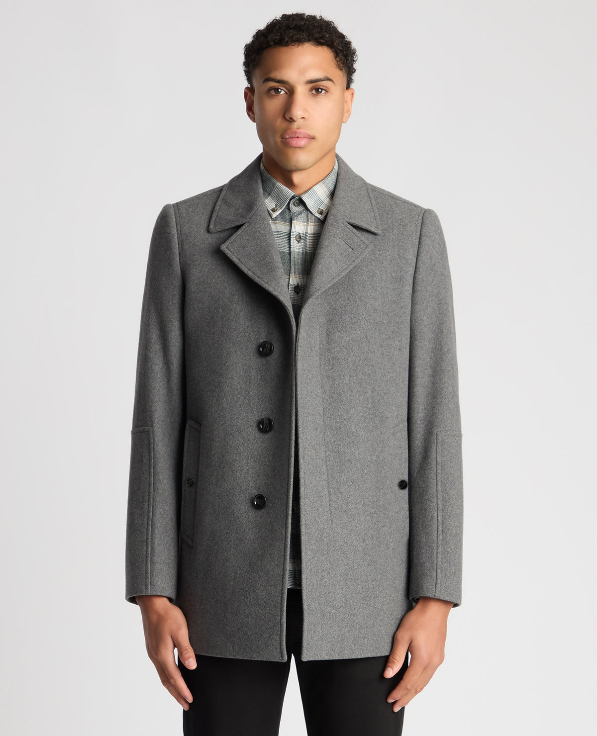 Man wearing a grey Tailored Fit Overcoat