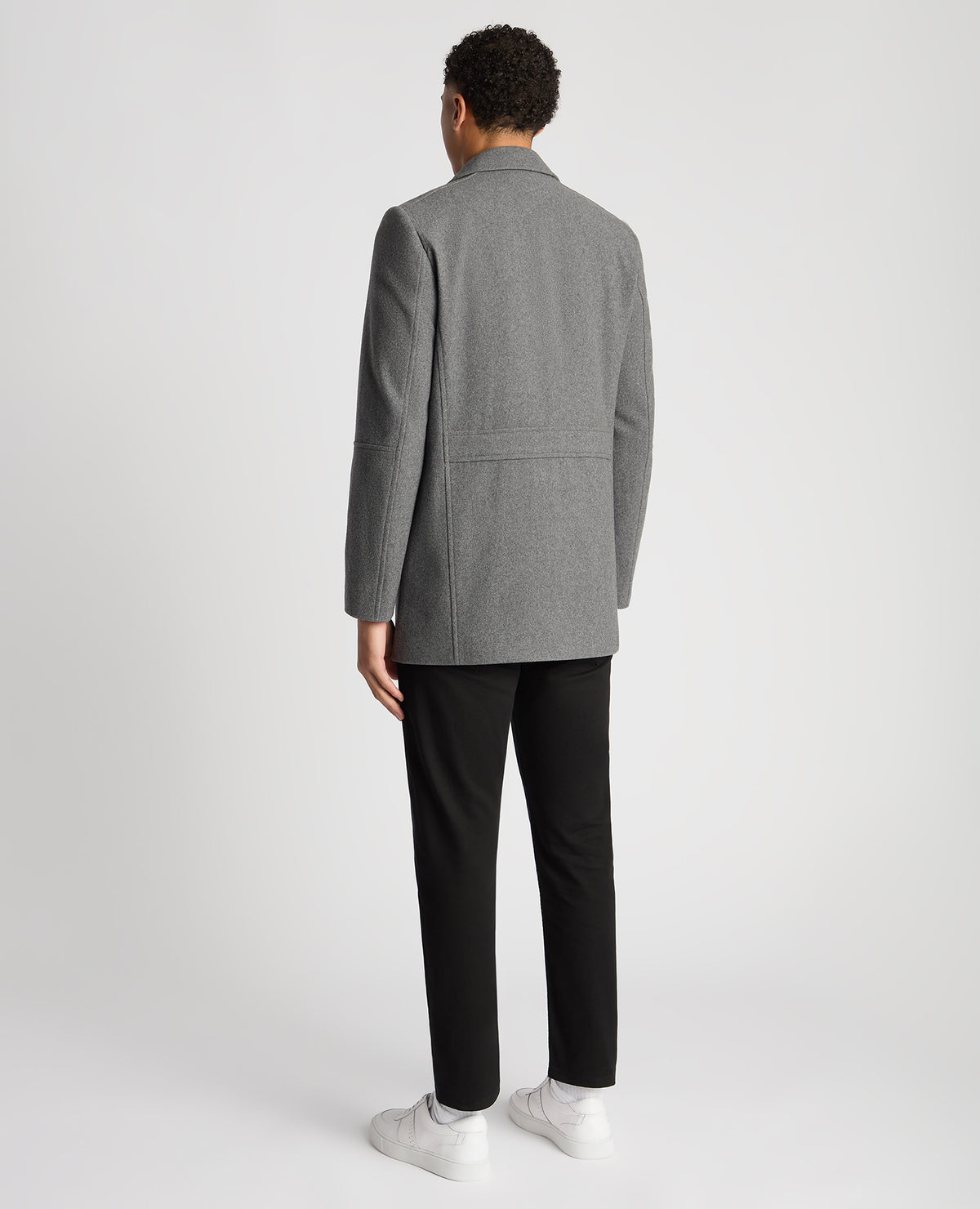 Man wearing a grey Tailored Fit Overcoat